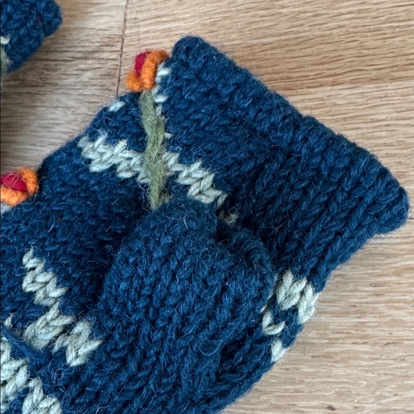 Colorful Hand Knit 100% Wool Fingerless Gloves Arm Warmers One Size - Picture 14 of 16